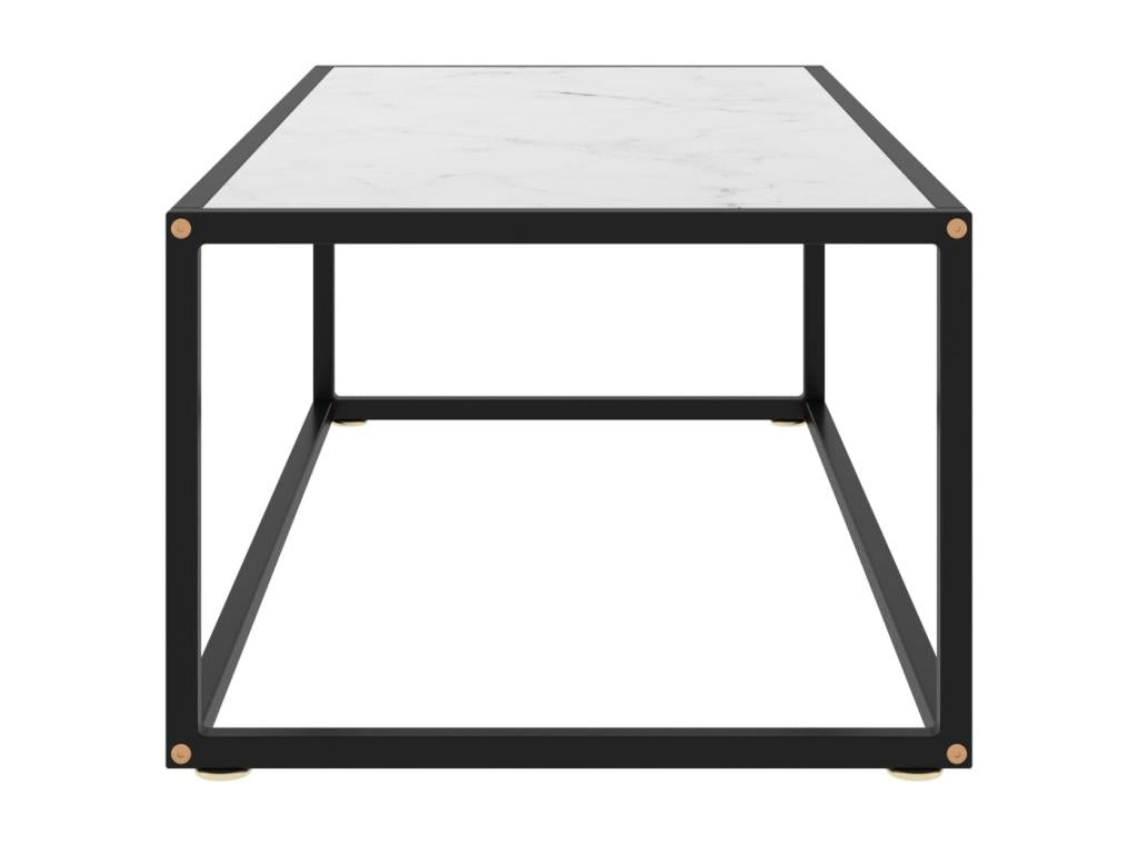 Table basse Noir avec verre marbre blanc 100x50x35 FWDR02834