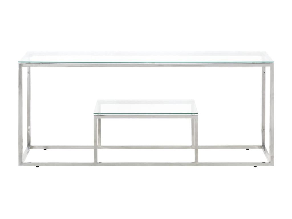 Table basse en acier inoxydable argenté et verre trempé MKDD92495