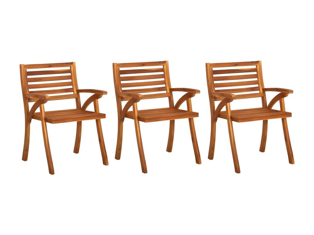 Chaises à manger de jardin avec coussins lot de 3 massif Dekonao UHGV88250