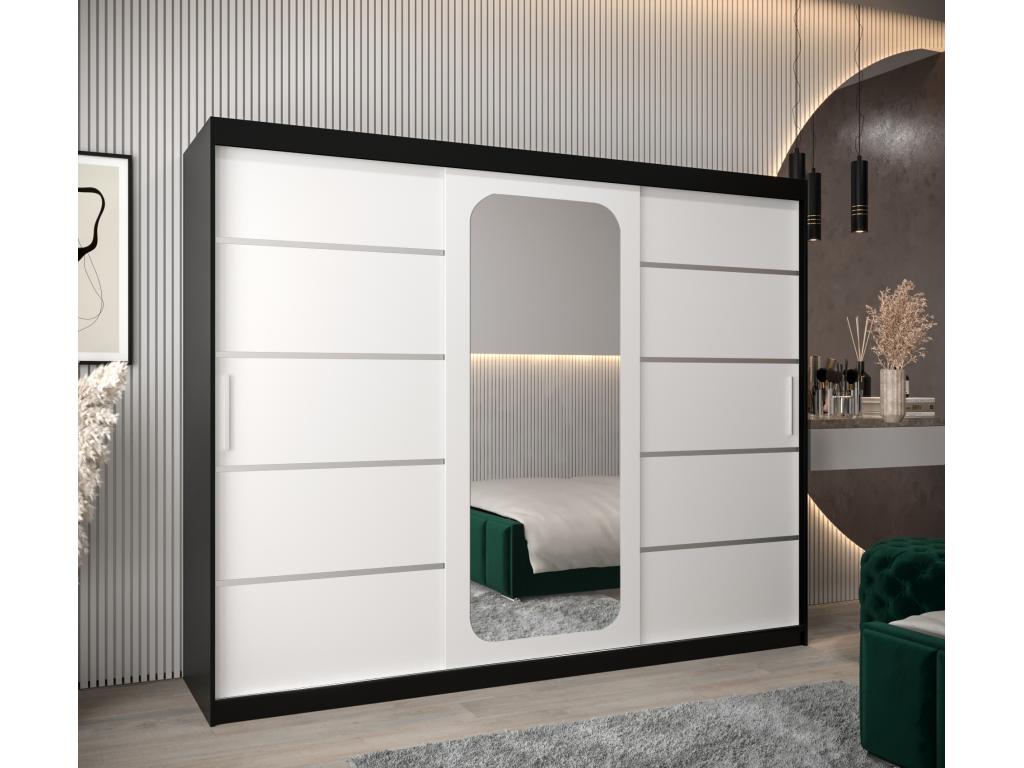 ARMOIRE Dekonao V2 À PORTES COULISSANTES 200/250/62 3 Portes Noir/Blanc RQWO16925