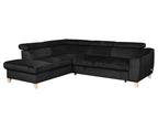 Canapé d'angle convertible en tissu velours luxe 5 places Dekonao noir angle gauche YNXU43959