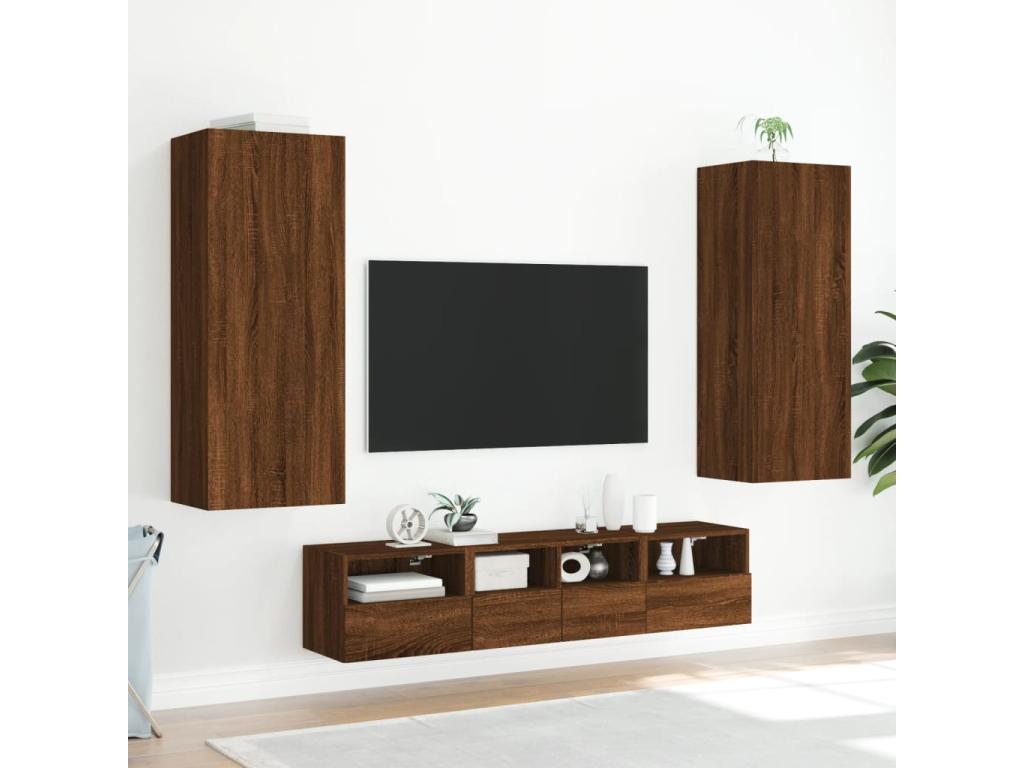 Meuble TV mural chêne marron 40,5x30x102 cm bois d'ingénierie CGHL46722