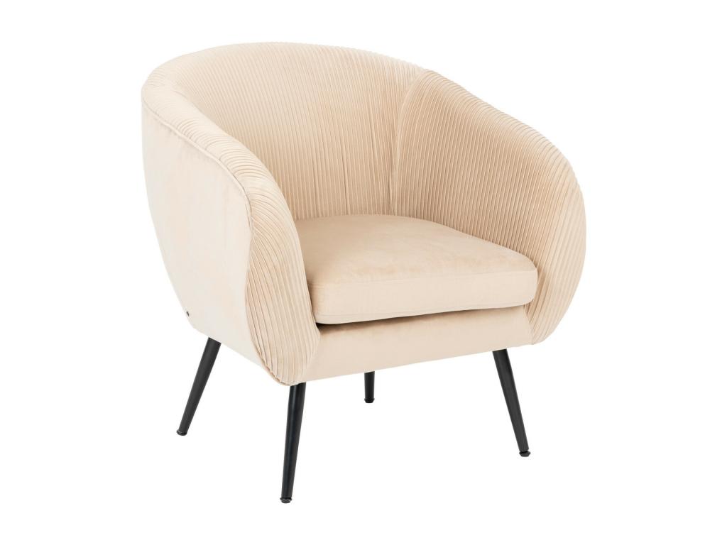 Fauteuil en Velours Beige Dekonao et pieds en métal noir YOGX90447