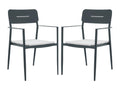 Lot de 2 fauteuils de jardin empilables en aluminium avec coussin blanc - Anthracite - Ligniva YCSO18446