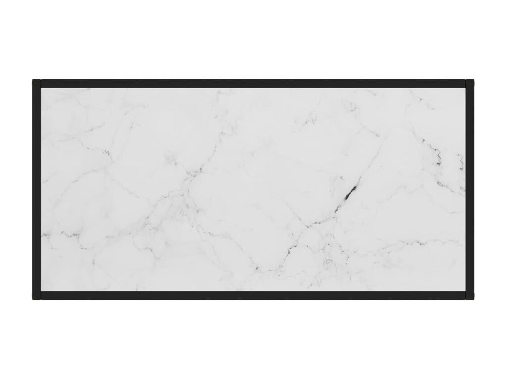 Table basse Noir avec verre marbre blanc 100x50x35 FWDR02834