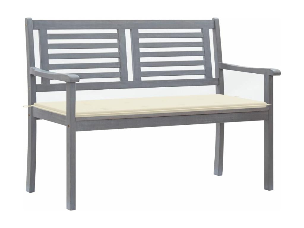 Banc de jardin 2 places avec coussin 120 cm Gris Eucalyptus REUP58277