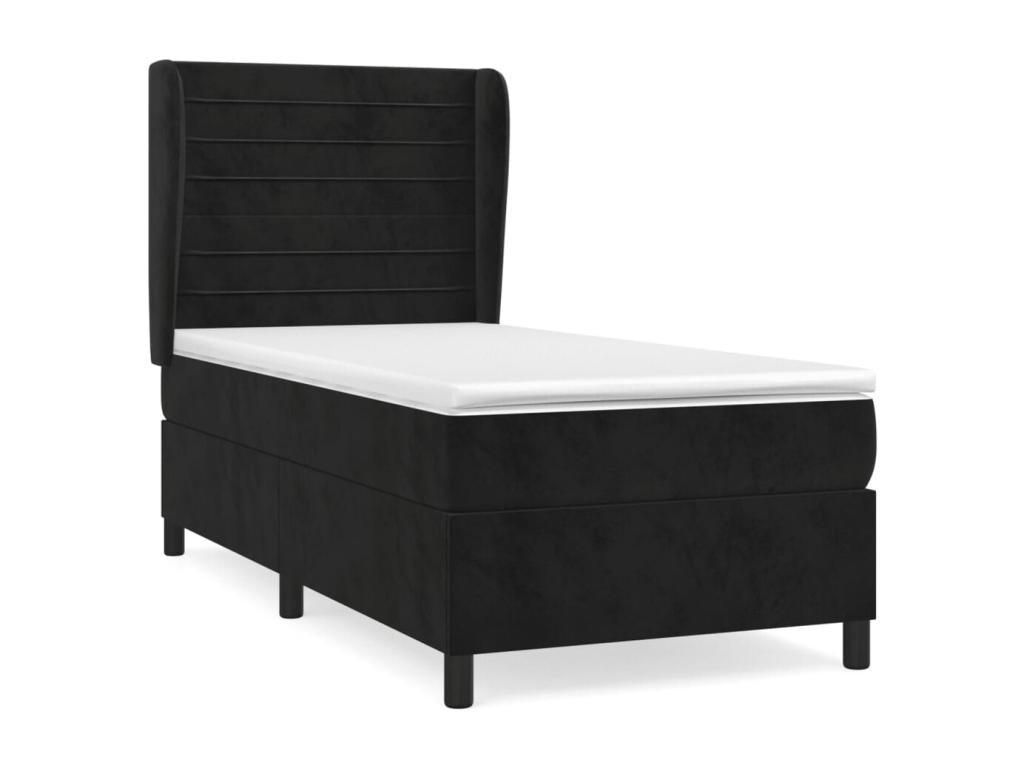 Lit à sommier tapissier avec matelas Noir 100x200 cm Velours PNRE64484
