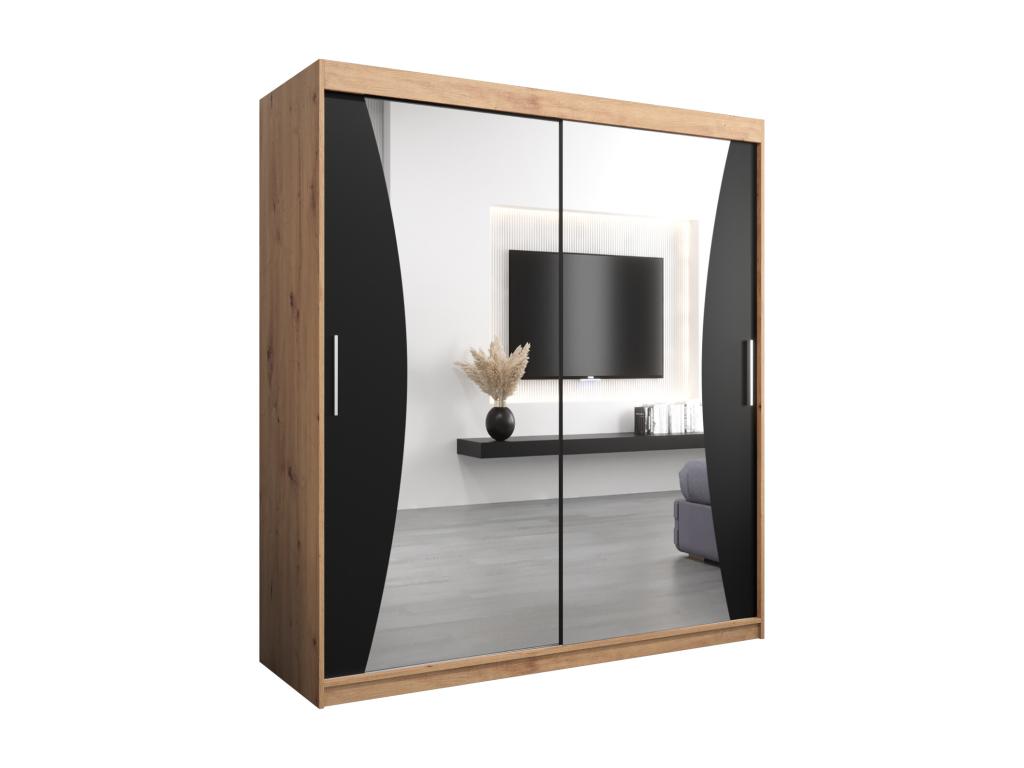 ARMOIRE Dekonao À PORTES COULISSANTES 200/180/62 2 Portes Dekonao/Noir NSCB73008