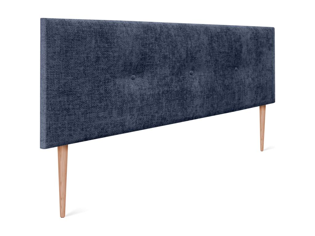 Dekonao Tête de lit en laine naturelle avec Boutons 135x105cm avec pieds Lits 120/135 - Bleu DLFA29325