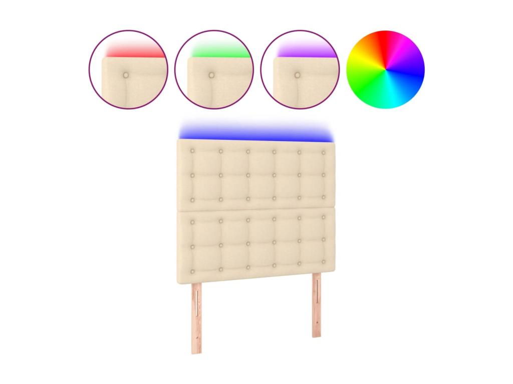 Tête de lit à LED Crème 80x5x118/128 cm Tissu HQWO40654